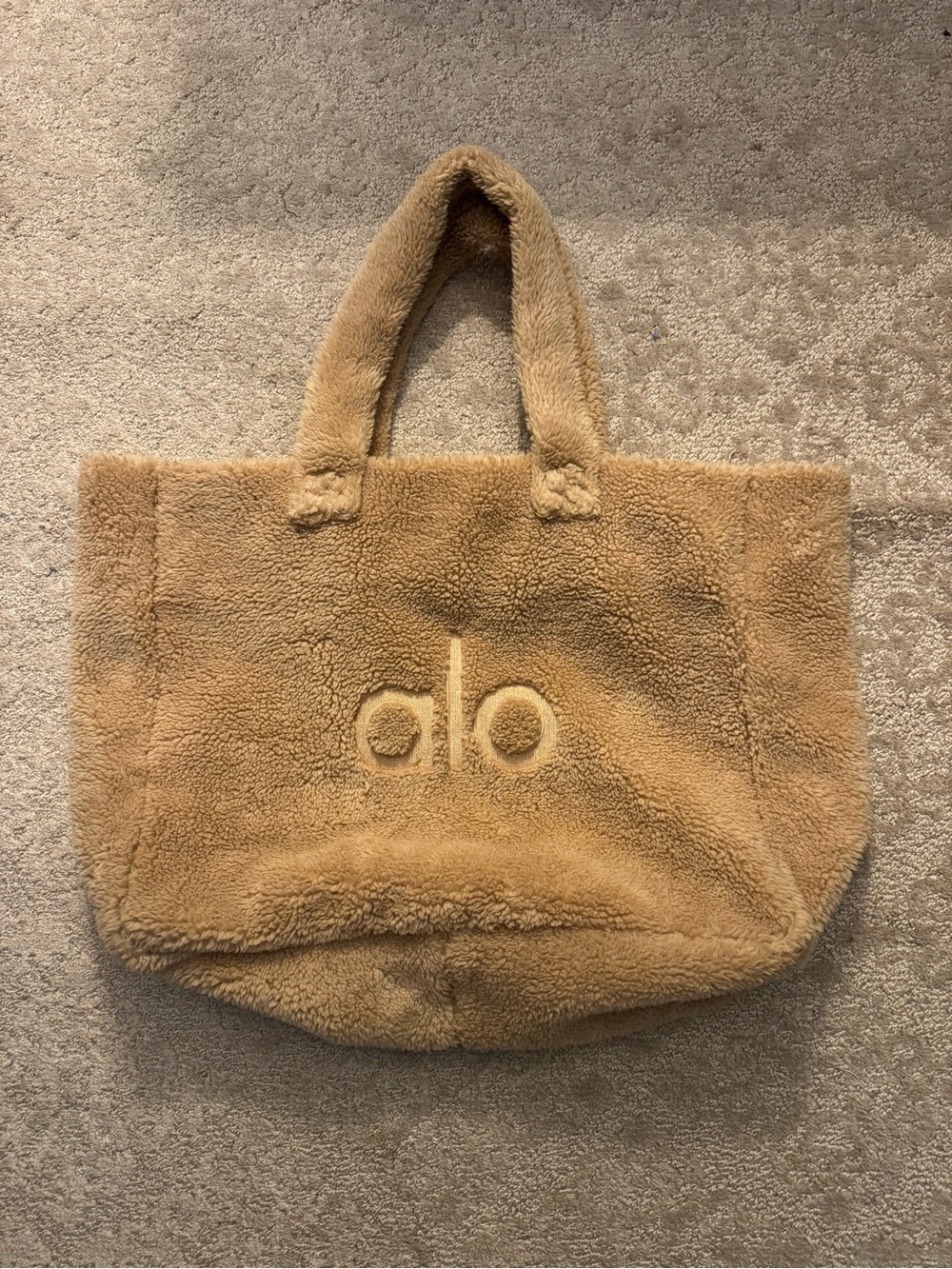 ALO Yoga Camel Sherpa Tote with Embossed Logo